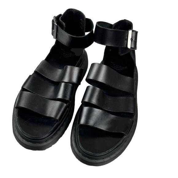 Dr. Martens Shoes - Dr. Martens Women's Clarissa II Gladiator Black Patent Leather Sandals US: 8